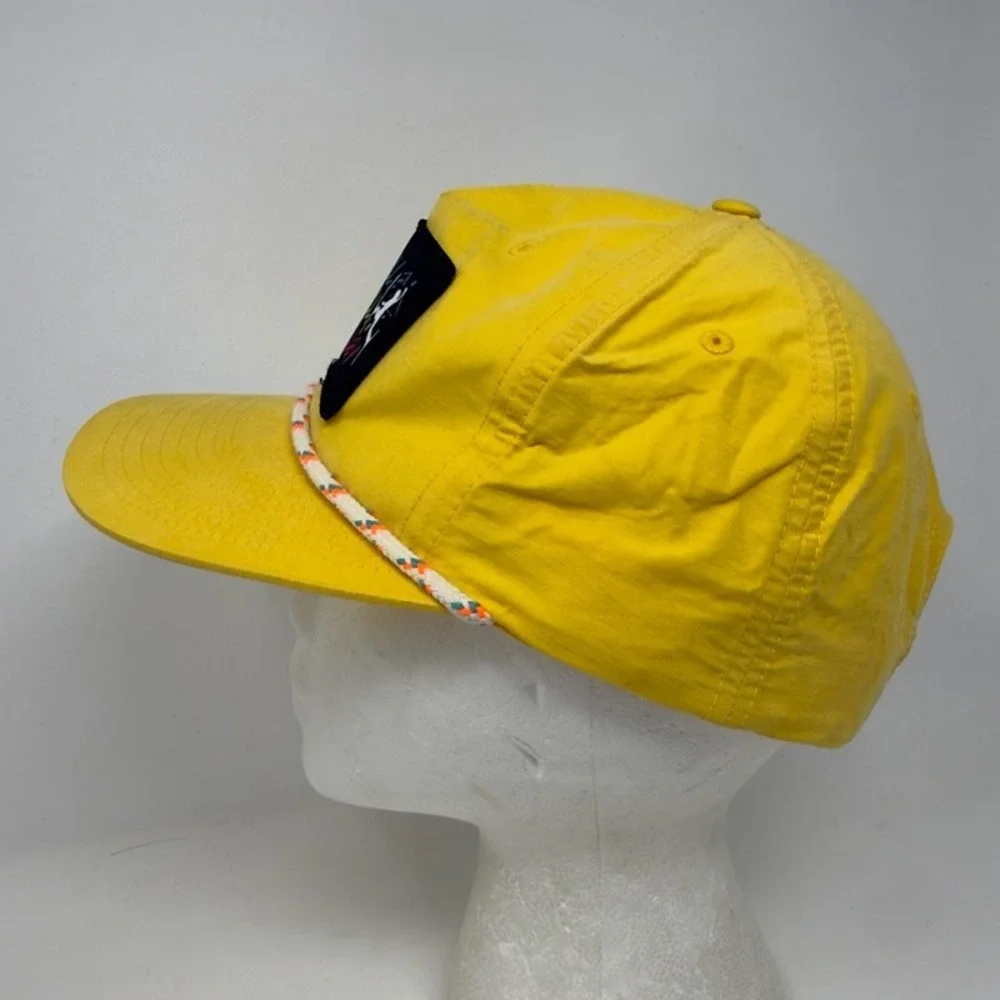 Vintage Sun Valley Idaho Ski Resort Rope Hat Yellow Snapback Trucker Cap 80s 90s